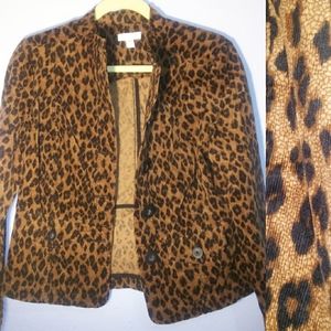 Charter Club Corduroy Leopard Print Small Jacket EUC!
